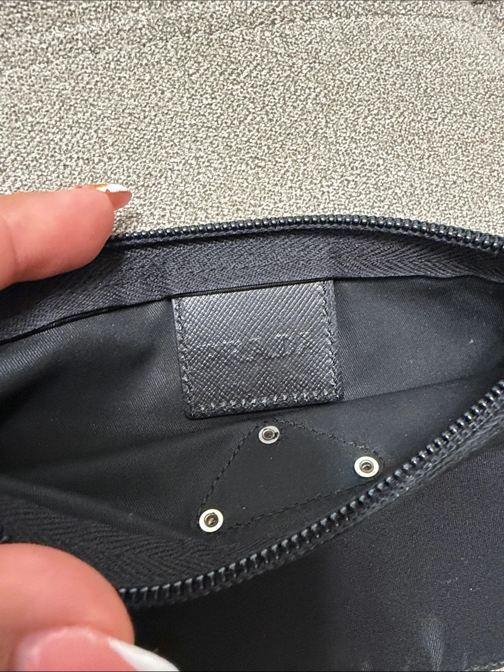 Prada Black Nylon Zip Pouch with Triangle Logo